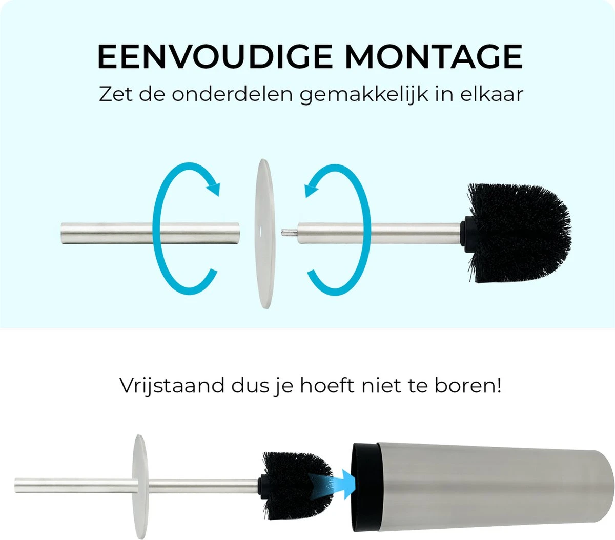 VDN Stainless Toiletborstel Met Houder - Toiletborstelhouder - Zilver - Wc Borstel Met Houder - RVS - Vrijstaand 6 VDN Stainless Toiletborstel Met Houder - Toiletborstelhouder - Zilver - Wc Borstel Met Houder - RVS - Vrijstaand - Afbeelding 4