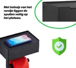 SHATY® WC Rolhouder - Toiletrolhouder - Opbergvak - Bakje - Plankje - Zonder Boren- WC Papier Houder - Toilet Papier Houder - Zwart - Badkameraccessoire - Toiletaccessoire - Inclusief Handoekhaak -Badkamer Producten Winkel 1200x1069 3