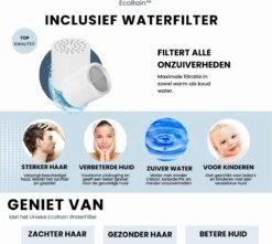 EcoRain™ Waterbesparende Douchekop Mark Met WATERFILTER - 50% Waterbesparend - Regendouche - 5 Sproeistanden - Hoge Druk - Betere Huid - Handdouche - Luxe Moderne Douchekop - Hoge Kwaliteit - Chrome -Badkamer Producten Winkel 1200x1073
