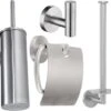 Toiletaccessoireset RVS 4-delig - Luxe Toilet Set - Toiletborstel Met Houder - Toiletrolhouder Met Klep - Reserverolhouder - Handdoekhaak - Zilver - Toiletset -Badkamer Producten Winkel 1200x1083