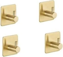 Merkloos Zelfklevende Handdoekhaakjes - Set Van 4 - Goud Kleurig - Voor Badkamer Of Keuken | Handdoekhaakjes Rvs | Handdoekhaakjes Goud Zelfklevend | Handdoekhaak Goud | Handdoek -Badkamer Producten Winkel 1200x1087 10