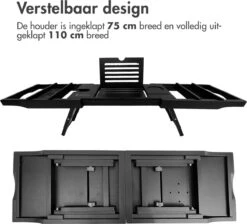 IMoshion Badplank Voor In Bad - Dienblad Inclusief Pootjes - Tablet Houder - Badrek Uitschuifbaar 75 Tot 110 Cm - Zwart -Badkamer Producten Winkel 1200x1090 4
