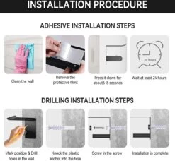 BOTC Toiletrolhouder Met Handdoekhaakjes - Toiletrolhouder - Toiletrolhouder - Zelfklevend / Boren / Zonder Boren - RVS - Zwart -Badkamer Producten Winkel 1200x1108 8