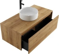 Badkamermeubel Jelsey 100 Cm Eiken - Met Waskom -Badkamer Producten Winkel 1200x1111 2