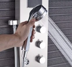 Douchepaneel Met Massage - Regendouche - Massage Jets - Waterval Douche - Met Thermostaatkraan En Handdouche - Zilver - Opbouw - Douchekop - Flanner® -Badkamer Producten Winkel 1200x1112 4