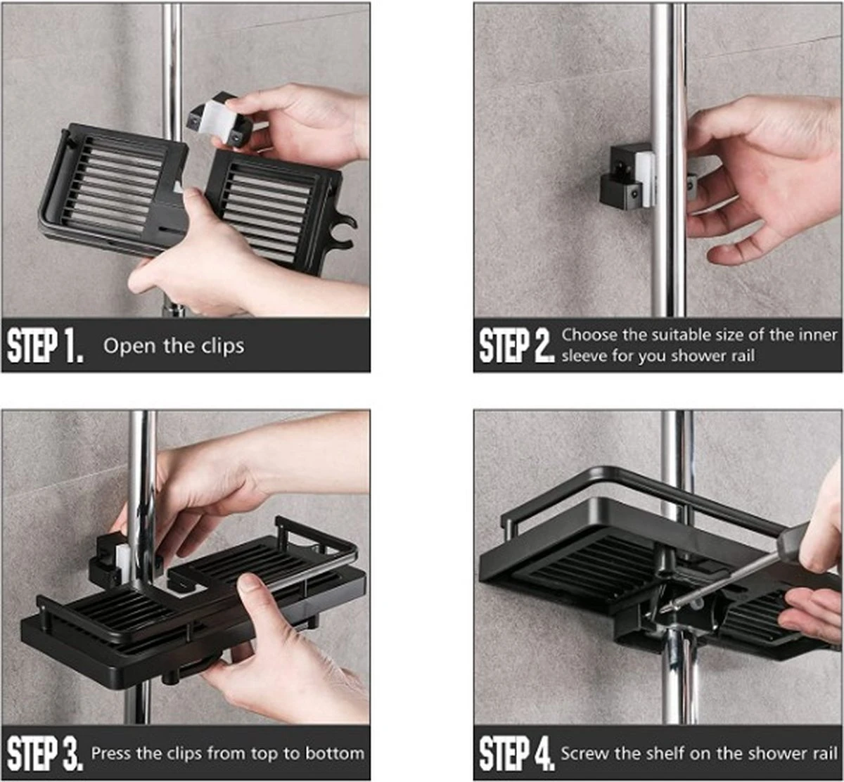 Merkloos Doucherek Zonder Boren Voor Douchestang Van 22 Tot 24 Mm – Doucherek Zwart – Doucherek Hangend – Badkamer Organizer – Douche Organizer - Doucherekje - Doucherekje Zonder Boren - Shampo Organizer 8 Merkloos Doucherek Zonder Boren Voor Douchestang Van 22 Tot 24 Mm – Doucherek Zwart – Doucherek Hangend – Badkamer Organizer – Douche Organizer - Doucherekje - Doucherekje Zonder Boren - Shampo Organizer - Afbeelding 6