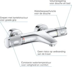 GROHE Grohtherm 1000 Performance Thermostatische Badkraan - 15cm - Met Koppelingen - Chroom - 34779000 -Badkamer Producten Winkel 1200x1113 3