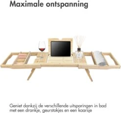 IMoshion Badplank Voor In Bad - Dienblad Inclusief Pootjes - Tablet Houder - Badrek Uitschuifbaar 75 Tot 110 Cm - Lichtbruin -Badkamer Producten Winkel 1200x1114 6