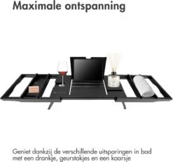 IMoshion Badplank Voor In Bad - Dienblad Inclusief Pootjes - Tablet Houder - Badrek Uitschuifbaar 75 Tot 110 Cm - Zwart -Badkamer Producten Winkel 1200x1119 4