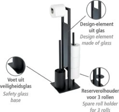 WENKO Toiletbutler Rivalta Zwart - Toiletborstel Met Houder, Toiletrolhouder En Reserverolhouder -Badkamer Producten Winkel 1200x1124 9