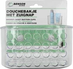 Douchebakje Transparant Met Zuignappen - 15.5 X 8 X 8 Cm - Inhoud 1 Liter - Badkamerspullen Bakjes - Badkamer Opbergbakjes / Organizers -Badkamer Producten Winkel 1200x1127 5