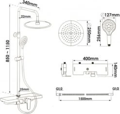 Doucheset - Met Douchemengkraan - En Regendouche - Zwart -Badkamer Producten Winkel 1200x1131 1