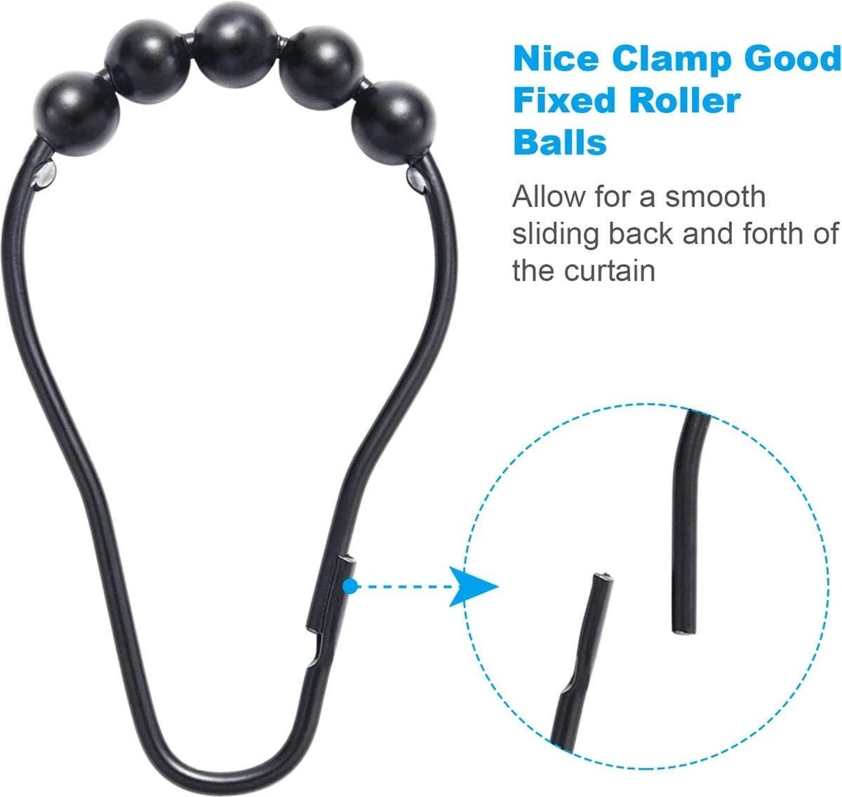 BOTC Gordijnringen - 12 Stuks Gordijn Haken - Gordijnhaken- RVS Gordijn Ringen Voor Gordijn Roede - Zwart 6 BOTC Gordijnringen - 12 Stuks Gordijn Haken - Gordijnhaken- RVS Gordijn Ringen Voor Gordijn Roede - Zwart - Afbeelding 4