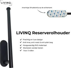 Toiletset Zwart 4-delig - Toiletaccessoireset - Toiletborstelhouder - Toiletrolhouder - Reserverolhouder - Handdoekhaakjes - RVS - Toilet Accessoires Set - Badkamer -Badkamer Producten Winkel 1200x1138 12
