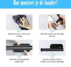 Flusive Toiletrolhouder Met 4 Handdoekhaakjes - Wc Rolhouder - Zelfklevend Zonder Boren - RVS - Zwart 18 Flusive Toiletrolhouder Met 4 Handdoekhaakjes - Wc Rolhouder - Zelfklevend Zonder Boren - RVS - Zwart -Badkamer Producten Winkel 1200x1138 9