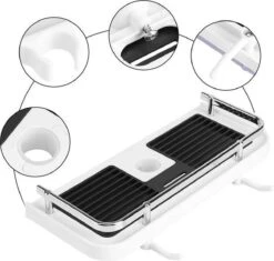 Merkloos Doucherek Zonder Boren –Douchemand- Badkamerrek-Doucheplank- Badkamer Organiser- Doucherek Hangend-Doucherek Zwart – Doucherek Hangend – Badkamer Organizer – Douche Organizer - Doucherekje - Doucherekje Zonder Boren-Zilver-Zwart-Wit -Badkamer Producten Winkel 1200x1144 13