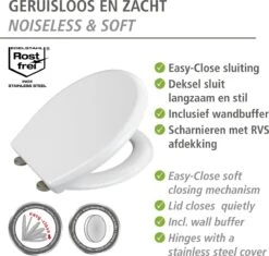 WENKO WC Bril Gubbio - Antibacterieel Wit Duroplast - Easy-Close Sluiting - Fix-Clip Bevestiging In RVS - Belastbaar Tot 350 Kg - Toiletbril - Toiletzitting -Badkamer Producten Winkel 1200x1144 7