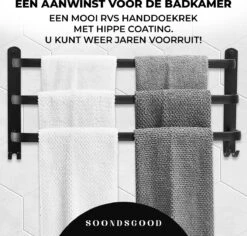 Merkloos Soondsgood Luxe 3 Laags Handdoekrek - Zelfklevend Of Boren - Zwart - Eenvoudige Installatie - Badkamer - Handdoekenrek - Handdoekhouder - 50x14x25cm -Badkamer Producten Winkel 1200x1148 7