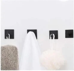 Merkloos Handdoekhaak Set Van 4 Stuks Zonder Boren RVS Zwart Vierkant Zelfklevend Badjas Theedoek Hanger Keuken Badkamer Handdoek Haakjes -Badkamer Producten Winkel 1200x1149 5