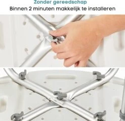 Life&Home Douchekruk - Wandbeugel Bijgeleverd - Douchestoel - 6 Hoogtes - Max 130 Kg - Handgrepen -Badkamer Producten Winkel 1200x1160 5