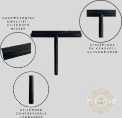Fienosa Douchewisser Anti Kras Siliconen - Zachte Glashaak - Zwart -Badkamer Producten Winkel 1200x1161 18