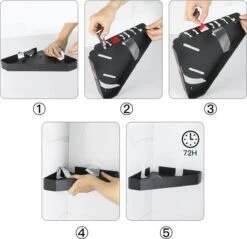 Cgoods Doucherek 2 Laags - Doucherek Zonder Boren - Doucherekje - Douchemandje - Badkamerrek - Badkamer Accessoires - Zwart -Badkamer Producten Winkel 1200x1161 19