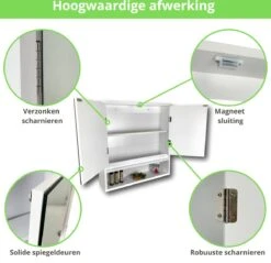 Spiegelkast - Spiegelkast Badkamer - Spiegel - Badkamerkast - Wit - B56 X D13 X H58 Cm -Badkamer Producten Winkel 1200x1163 2