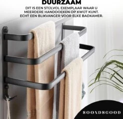 Merkloos Soondsgood Luxe 3 Laags Handdoekrek - Zelfklevend Of Boren - Zwart - Eenvoudige Installatie - Badkamer - Handdoekenrek - Handdoekhouder - 30x14x25cm -Badkamer Producten Winkel 1200x1164 16