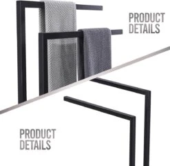 LOMAZOO Handdoekrek Badkamer Zwart - Handdoekenrek Badkamer - Handdoekhouder Staand Roma -Badkamer Producten Winkel 1200x1165 4