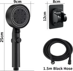 Imperatoris | DoucheSet - Douchekop Met Slang, Houder & Badmuts/Douchemuts - Waterbesparend – Hoge Druk – Regendouche - Zwart Mat -Badkamer Producten Winkel 1200x1170 2