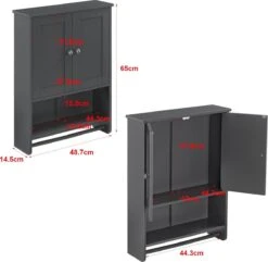 Badkamerkast Steyr Voor Wandmontage 65x48,7x14,5 Cm Donkergrijs -Badkamer Producten Winkel 1200x1171 5