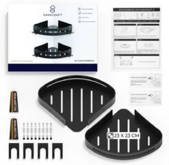 Sanicraft® Doucherekje - Doucherekje Zonder Boren - Geschikt Voor Elk Type Muur - Doucherekje Hangend - Doucheplank - Doucherekje Hoek - Doucherekje Zwart -Badkamer Producten Winkel 1200x1173 12