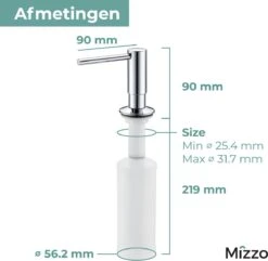 Mizzo Zeepdispenser 300ML - Zeeppompje - Inbouw Keukenblad - Chroom -Badkamer Producten Winkel 1200x1173 13