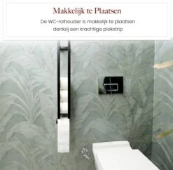 Homestic© - WC Rolhouder Zwart - Balto Industrieel Toiletrolhouder Zonder Boren - Robuuste Toiletrolhouder Met Opslag Voor WC Papier - 70x12x10 CM - Roestvrij Staal - Wit -Badkamer Producten Winkel 1200x1175 12