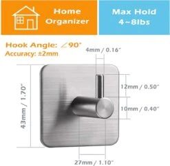 Merkloos Roestvrijstalen Handdoekhaakjes | 3M™ Zelfklevend | 4 Stuks | Mat Zwart | Wandhaak | Ophanghaken | Plakhaakjes | Haakjes | Badkamer | Keuken | RVS -Badkamer Producten Winkel 1200x1175 7