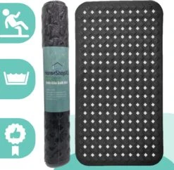 The Original - Douchemat Antislip - Zwart - 88x40cm - Antislipmat Badmat Voor Bad & Douche - Anti Slip Mat Met Zuignappen