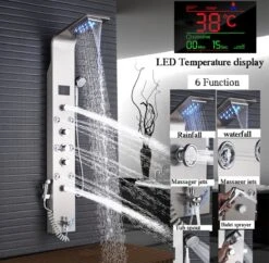 Douchepaneel Met Massage - Regendouche - Massage Jets - Waterval Douche - Met Thermostaatkraan En Handdouche - Zilver - Opbouw - Douchekop - Flanner® -Badkamer Producten Winkel 1200x1177 5