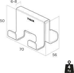 Tiger Caddy - Handdoekhaak Voor Douchecabine - Glaspaneel Dikte 6-8 Mm - 3,5 X 7 X 5 Cm - Dubbel - Zwart -Badkamer Producten Winkel 1200x1177 8
