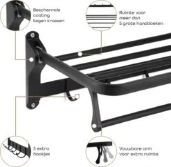 Baulk® - Droogrek – Handdoekrek – Droogrek Hangend – Inklapbaar - Badkamer – RVS – Zwart – Modern – Dutch Design -Badkamer Producten Winkel 1200x1178 5