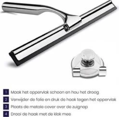 Aquafy Raamwisser RVS - Incl. Douchespons - Douchetrekker Voor Badkamer - Raamwisser Douche - Douchewisser RVS - Luxe Trekker Met Ophanghaak -Badkamer Producten Winkel 1200x1180 4