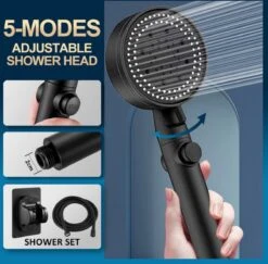 Imperatoris | DoucheSet - Douchekop Met Slang, Houder & Badmuts/Douchemuts - Waterbesparend – Hoge Druk – Regendouche - Zwart Mat -Badkamer Producten Winkel 1200x1181