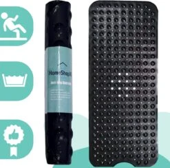 The Original - Badmat Antislip - Zwart - 100x40cm - Antislipmat Douchemat Voor Bad & Douche - Anti Slip Mat Met Zuignappen