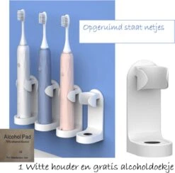 Crème Happy Goodz Shop 1 Stuk Kwalitatieve Elektrische Tandenborstelhouders WIT/Crème 1 Stuk Met Happy Goodz Installatiehandleiding - Geschikt Voor Oa Oral-B - Badkamer Accessoire - Zonder Boren- Met Alcoholdoekje