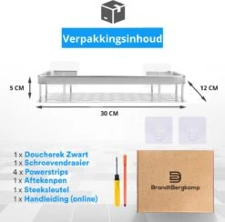BrandtBergkamp RVS Doucherek 3 Laags – Zonder Boren – Doucherek Hangend – Badkamerrek Zilver -Badkamer Producten Winkel 1200x1186 11