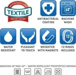 Tatkraft Seagulls - Luxe Waterdicht Douchegordijn - Met GRATIS 12 Ringen - Anti-Schimmel Badkamer Douche Gordijn - Sneldrogend & Anti Schimmel - Wasbaar & Duurzaam Shower Curtain - 100% Polyester - Meeuwen Design - 180X180 CM -Badkamer Producten Winkel 1200x1186