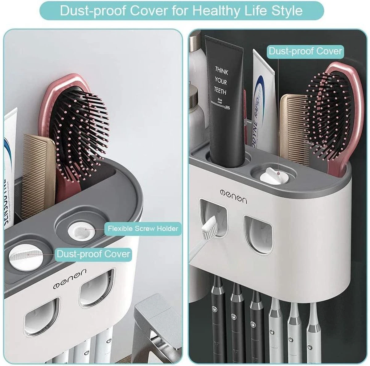 Tandenborstelhouder Badkamer - LB545 – Elektrische Tandenborstel Houder - Opbergbox - Tandenborstel - Automatische Tandpasta Knijper Dispenser - Badkamer Accessoires 6 Tandenborstelhouder Badkamer - LB545 – Elektrische Tandenborstel Houder - Opbergbox - Tandenborstel - Automatische Tandpasta Knijper Dispenser - Badkamer Accessoires - Afbeelding 4