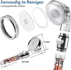 W4Y Ionische Douchekop - Waterbesparende Douchekop - Waterfilter - Handdouche Met Hoge Druk - Douchekop Met Slang -Badkamer Producten Winkel 1200x1187 2