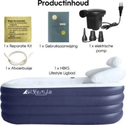 HBKS Lifestyle Bad – Opblaasbaar Ligbad – Bath Bucket – Zitbad Voor Volwassenen - Ijsbad Wim Hof Methode - Badkuip – Ice Bath – Blauw -Badkamer Producten Winkel 1200x1187