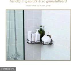 HouseLife™ Doucherek Zonder Boren - Zwart - Zelfklevend - Douchemand - Badkamer Doucherek – 30 Cm - Incl. 2 Sterke Muurstickers -Badkamer Producten Winkel 1200x1188 10