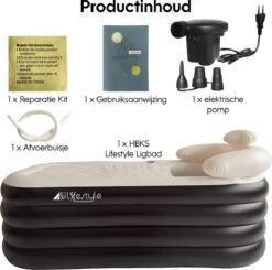 HBKS Lifestyle Bad – Opblaasbaar Ligbad – Bath Bucket – Zitbad Voor Volwassenen - Ijsbad Wim Hof Methode - Badkuip – Ice Bath – Zwart -Badkamer Producten Winkel 1200x1189